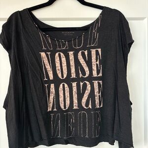 All Saints Black Linen Graphic Tee